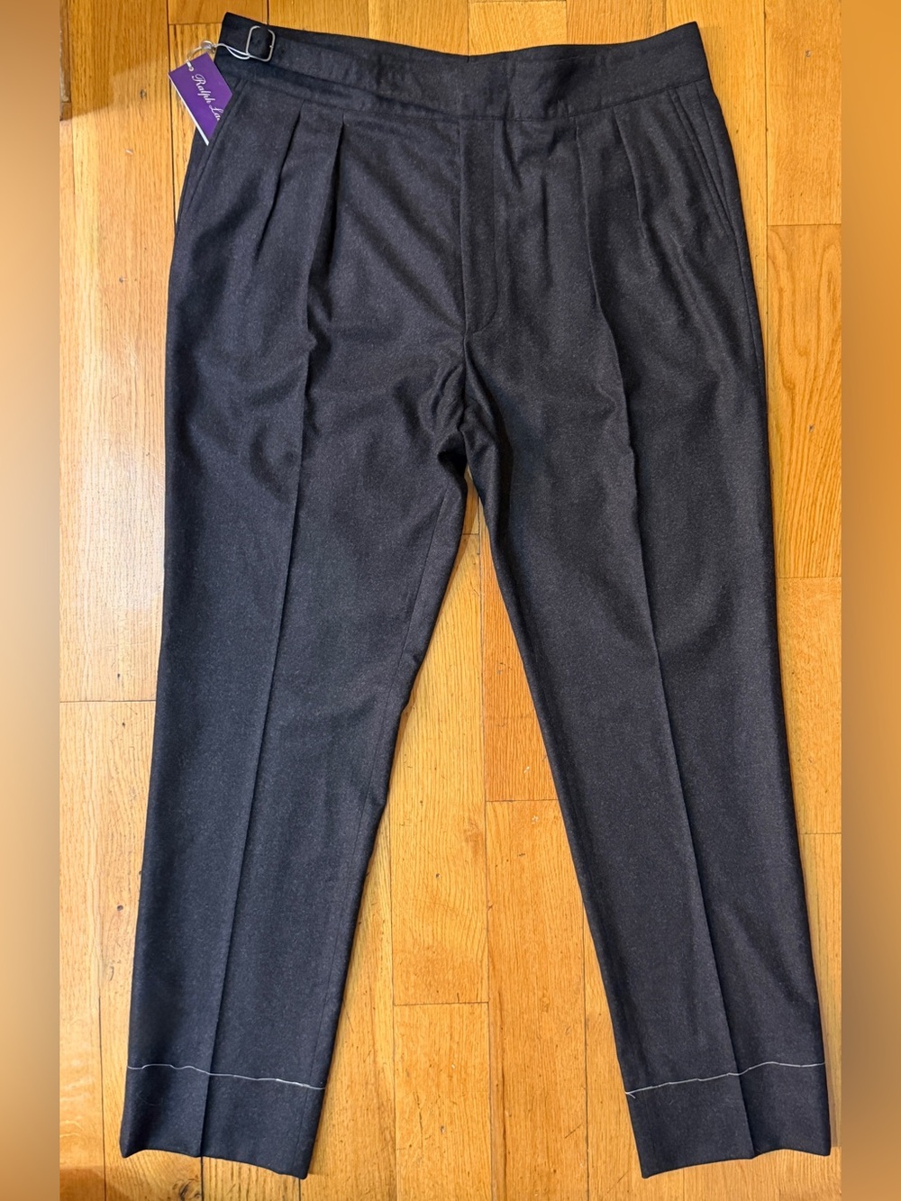 RALPH LAUREN PURPLE LABEL GURKHA PANTS GRAY WOOL RUBINACCI MANNY PLEATED $1K 40